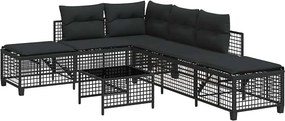 vidaXL 3 részes fekete polyrattan kerti sarokkanapé garnitúra párnával