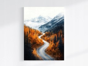 Vászonkép Canvas Tájkép Hegyek Erdő Ősz Út Országút Fák 75x100