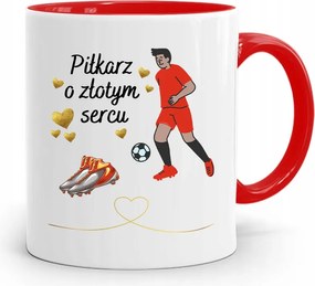Piros Bögre Ajándék Arany Szívű Labdarúgónak, fényképes nyomtatással