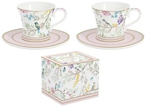 R2S.1787BIME Porcelán eszpresszócsésze+alj 80ml, 2 személyes, dobozban, Birds Melody