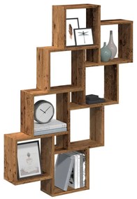 antik fa színű szerelt fa fali kocka polcok 90x15x119,5 cm