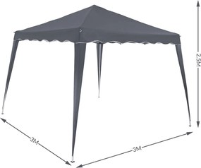 CAPRI party-sátor / rögzített pavilon, 3x3m, antracit Casaria
