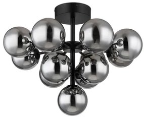 Globo 56143-13D Mennyezeti lámpa fém fekete matt, füstszínű üveg gömbök, ø: 560mm, M: 430mm, 13x G9 LED 5W 230V izzók nélkül