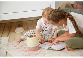 Rózsaszín-krémszínű mosható kézi szövésű pamut szőnyeg 120x160 cm Atlas Natural – Lorena Canals