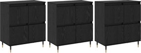 vidaXL Tárolószekrény 3 pcs Fekete tölgy 60 x 35 x 70 cm