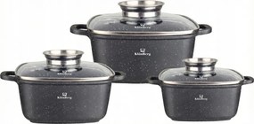KlönBerg Márvány Edénykészlet Indukciós Gáz Négyzet alakú 3db 2.3-5.9L