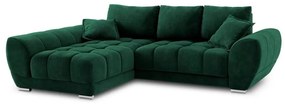 Nuage palackzöld kinyitható sarokkanapé bársony kárpittal, bal oldali - Windsor &amp; Co Sofas