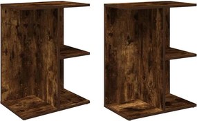 vidaXL 2 db füstös tölgy színű szerelt fa éjjeliszekrény 46,5x29x61 cm