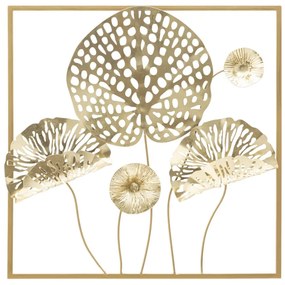 Vas fali panel arany virágok 50x5x50cm