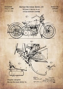 Poszter Harley-Davidson Modell Jd Motor Retro Patent Séma