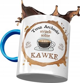 Kék Bögre Építésznek Kávét Lőnek Fényképes Nyomtatással