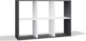 Malax 2x3 polc, 110x75x30 cm, antracit-fehér