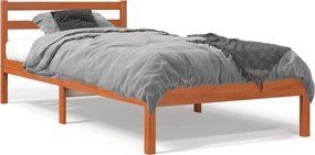 vidaXL viaszbarna tömör fenyőfa ágy matrac nélkül 100 x 200 cm