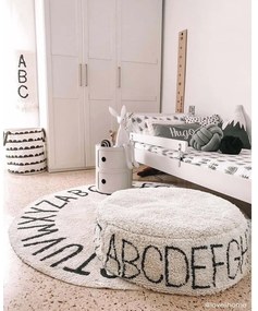 Krémszínű mosható kézi szövésű pamut gyerek szőnyeg ø150 cm ABC Natural Black – Lorena Canals