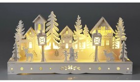 LED Winter tájkép fehér, 10x LED, 30 cm, 2x AA