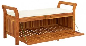 tömör akácfa tárolópad párnával 126 cm