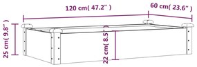 barna tömör fenyőfa kerti magaságyás béléssel 120x60x25 cm