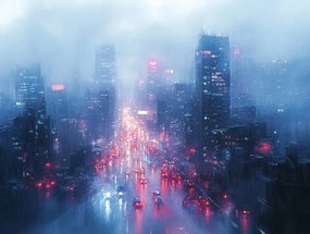 Vászonkép Canvas Város Metropolisz Felhőkarcolók Utca Kilátás 80x60