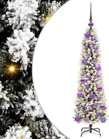 vidaXL Mű karácsonyfa 150 LED-del Fehér 120 cm PVC és Fém és Műanyag