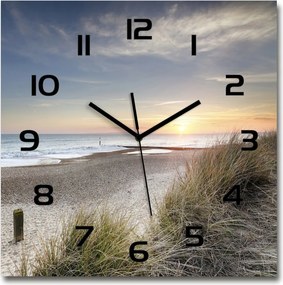 Csendes üveg falióra Naplemente és dűnék 60x60 cm