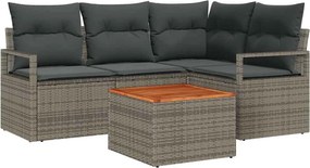vidaXL Kerti Kanapé Szett tárolóval 5 pcs Szürke polirattan