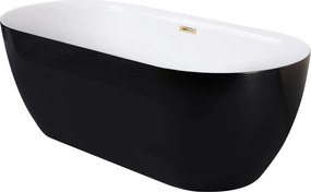 Kovalo fekete szabadonálló kád Indes 170cm Fényes arany kiegészítők