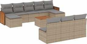vidaXL 11 részes bézs polyrattan kerti ülőgarnitúra párnákkal