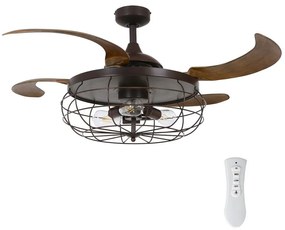 FANAWAY 212921 - LED Mennyezeti ventilátor INDUSTRI 3xE27/4W/230V barna + távirányító