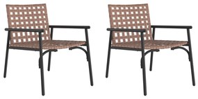Kerti székek 2 db Fekete 79x56x73,5 cm Poly Rattan