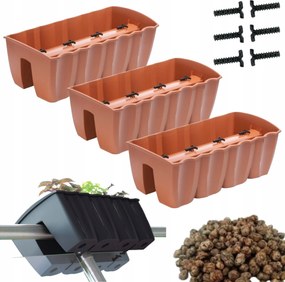 3x DCRO600 korláttartó doboz, erkély kaspó keramzit 5l