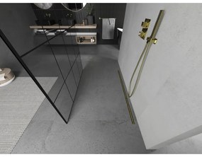 Mexen, Mexen Kioto zuhanykabin fala 160 x 200 cm, átlátszó/fekete minta 8 mm, arany - 800-160-002-50-77