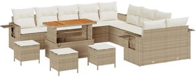 Kerti Kanapé Szett tárolóval 14 pcs Bézs Poli rattan