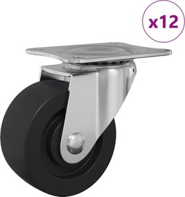 vidaXL Forgó kerék 12 pcs Ezüst 60 x 60 x 50 mm Vas és nylon