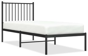 fekete fém ágykeret fejtámlával 75 x 190 cm