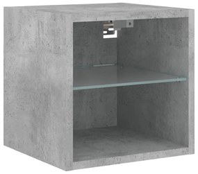 betonszürke fali TV-szekrény LED-világítással 30 x 28,5 x 30 cm