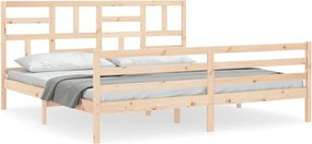 vidaXL tömör fa ágykeret fejtámlával Super King Size