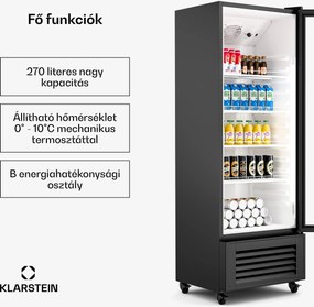 Klarstein GrandCooler italhűtő, 270 l, LED világítás, kerekekkel, 4 polccal