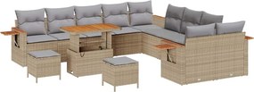 vidaXL Kerti Kanapé Szett 17 pcs Beige és Világosszürke polirattan
