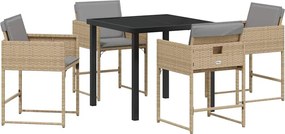 vidaXL Kert étkező szett 5 pcs Bézs polirattan
