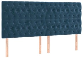 4 db sötétkék bársony fejtámla 100x7x78/88 cm