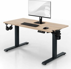 Elektromos íróasztal magasságállítással ergonomikus antracit/sonoma tölgy,1200x600 mm: ARIA