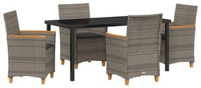 vidaXL Kert étkező szett 5 pcs Szürke polirattan