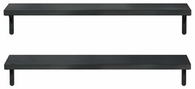2 db fekete rozsdamentes acél fali polc 100 x 23,5 cm
