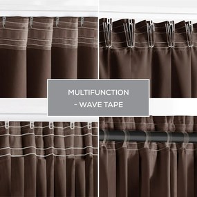 Restilo Blackout Oxford Pleat függöny, sötétbarna, 140 x 245 cm
