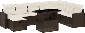 vidaXL 9 részes barna polyrattan kerti ülőgarnitúra párnákkal