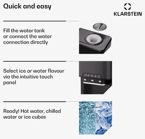 Klarstein Aqueous, jégkocka készítő 3 az 1-ben, jégkocka, 20 kg/24 h, vízadagoló: hideg és meleg