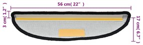 15 db fekete lépcsőszőnyeg 56 x 17 x 3 cm