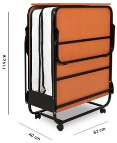 Összecsukható fém egyszemélyes ágy matraccal HERON 80x190 cm fehér teherbírás 120 kg