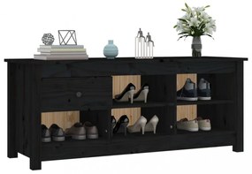 fekete tömör fenyőfa cipősszekrény 110 x 38 x 45,5 cm
