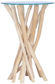 tömör tíkfa dohányzóasztal üveglappal 35 x 35 x 50 cm